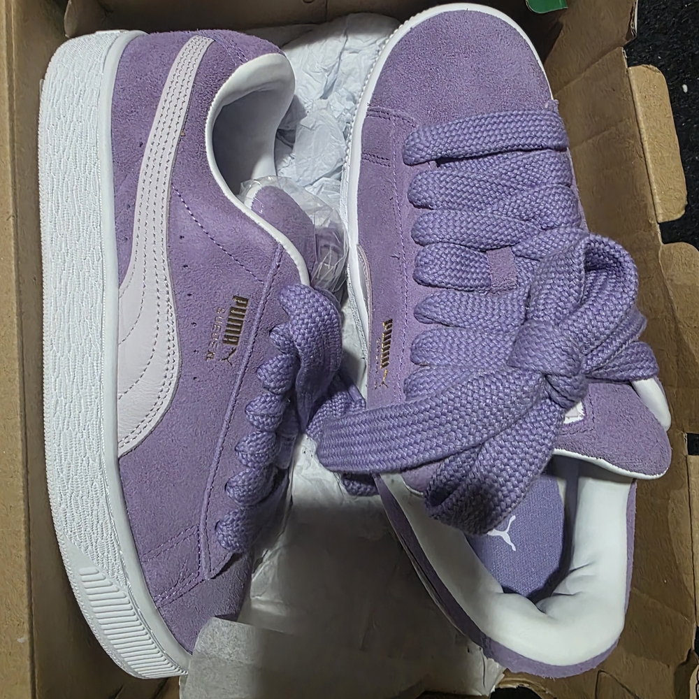 Puma Lavender Suede Sneakers with White Soles